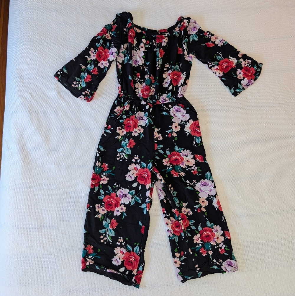 Abercrombie Kids Black Floral Jumpsuit